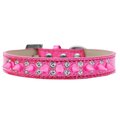 Mirage Pet Products Double Crystal & Bright Pink Spikes Dog CollarPink Ice Cream Size 12 635-2 PK12